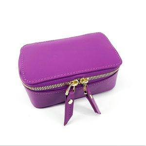 NEIMAN MARCUS🌺Saffiano Purple Leather Small Jewelry Travel Case